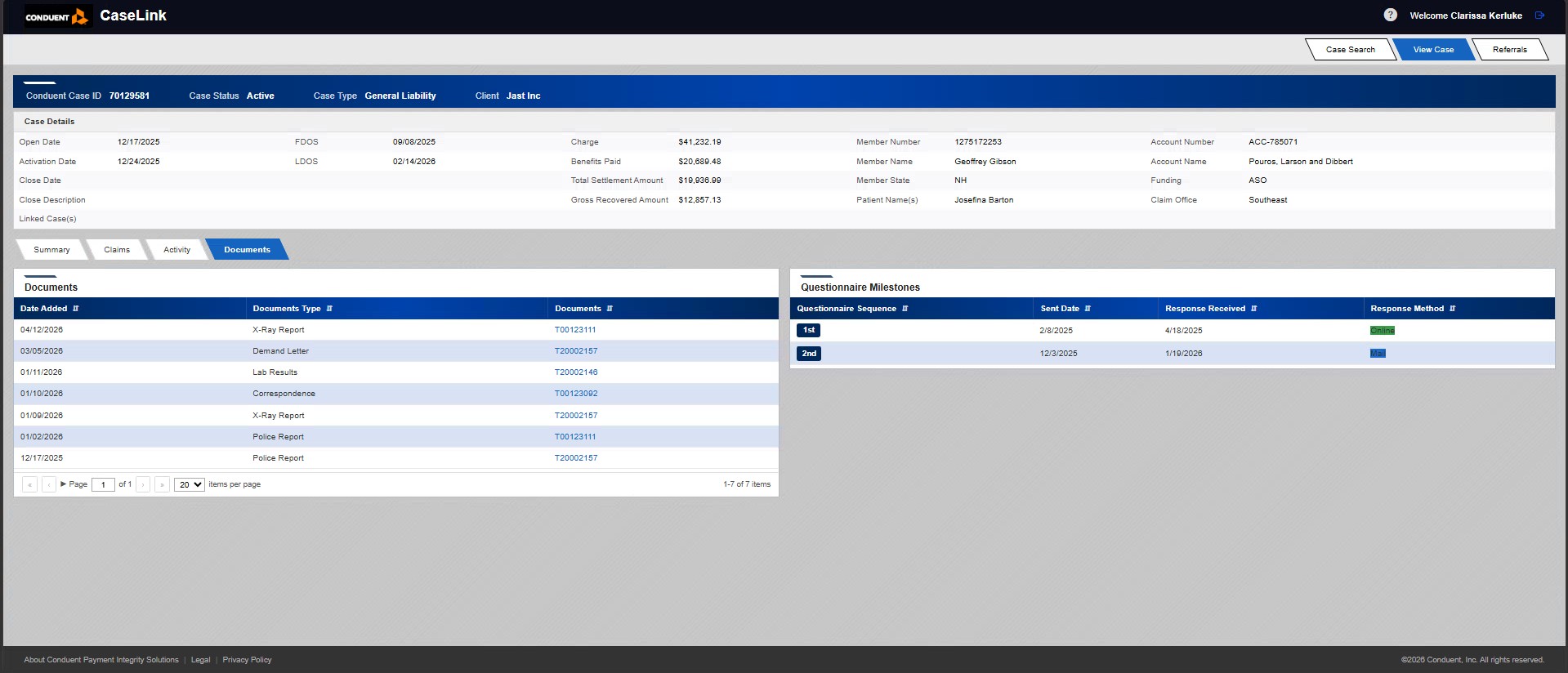 View Case — Documents Tab